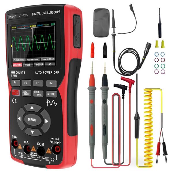 BSIDE ZT702S Digital Multimeter, Oscilloscope, Auto True RMS, Transistor Probe Meter, 48M/s 10MHz PC Waveform, 2.8inch LCD Screen