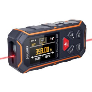 CIGMAN CD-60R Dual-Sided Red Laser Measure - LCD Display, Angle Sensor, 6 Units (Ft/in/m), Magnetic Back, 393ft/120m