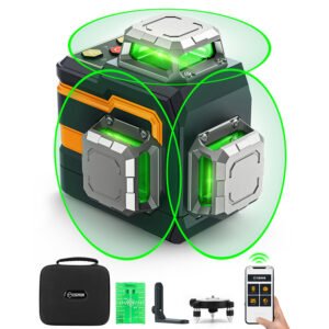 CIGMAN CM-S01 12-Line Self-Leveling Laser Level - APP-Controlled, 3x360°, Stepless Dimming, 30h Max Usage, IP54 Waterproof