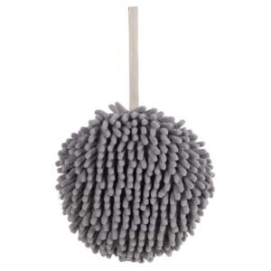 Chenille Hand Towel, Kitchen Bathroom Hanging Ball Quick-Drying Hand Cloth - Grey