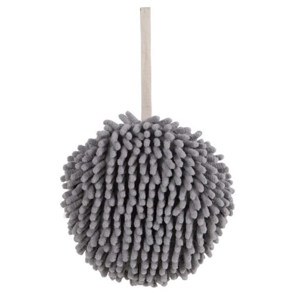 Chenille Hand Towel, Kitchen Bathroom Hanging Ball Quick-Drying Hand Cloth - Grey