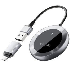 DriFox A20 Wired to Wireless Carplay Adapter, Plug & Play, Auto-Connect, 5.8GHz Fast Data Transmission, Voice Assistant