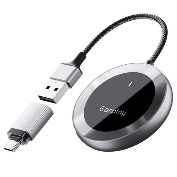 DriFox A20 Wired to Wireless Carplay Adapter, Plug & Play, Auto-Connect, 5.8GHz Fast Data Transmission, Voice Assistant