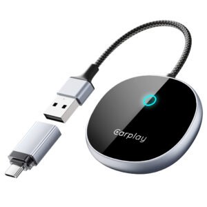 DriFox A22 Wired to Wireless Carplay Adapter, Plug & Play, Auto-Connect, 5.8GHz Fast Data Transmission, Voice Assistant