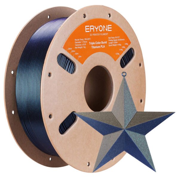 ERYONE Burnt Titanium Tri Color PLA Filament 1kg - Blue & Golden & Green