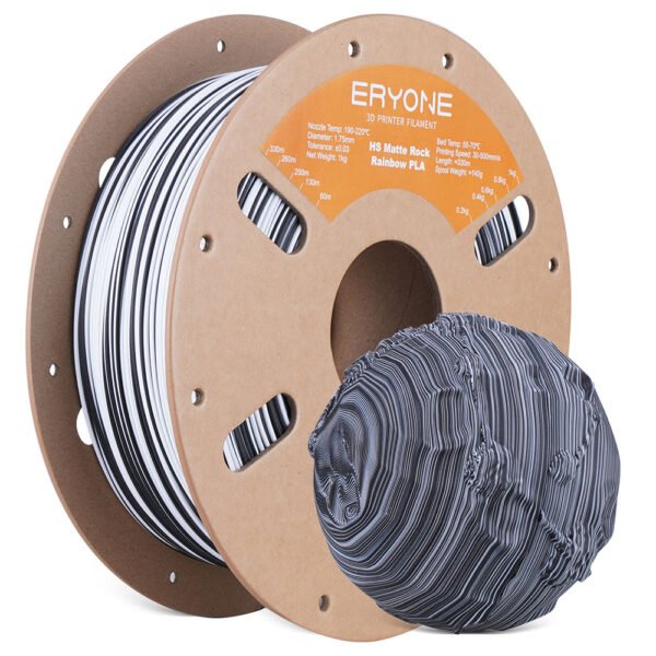 ERYONE High Speed PLA Matte Twisted Filament 1kg - Zebra Stone