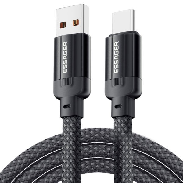 ESSAGER 100W 7A USB-A to Type-C Charging Cable, USB2.0 480Mbps, Magnetic Adsorption, Flexible Adjustment, E-Marker Chip, 1m