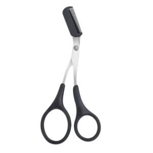 Eyebrow Trimmer Scissor with Comb Woman Men Hair Removal Grooming Tool - Black