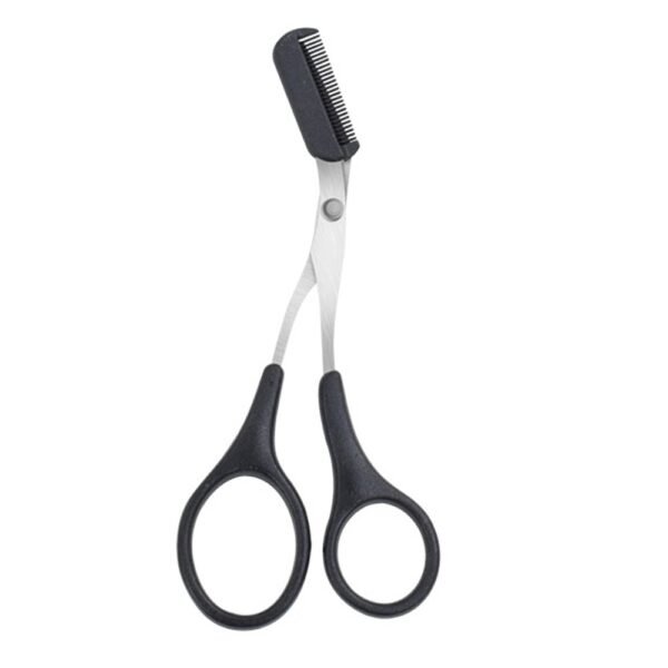 Eyebrow Trimmer Scissor with Comb Woman Men Hair Removal Grooming Tool - Black