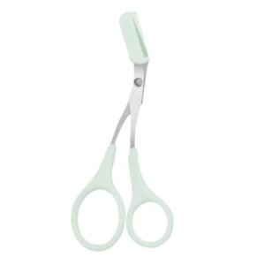 Eyebrow Trimmer Scissor with Comb Woman Men Hair Removal Grooming Tool - Green