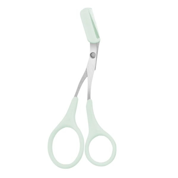 Eyebrow Trimmer Scissor with Comb Woman Men Hair Removal Grooming Tool - Green