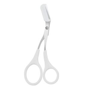 Eyebrow Trimmer Scissor with Comb Woman Men Hair Removal Grooming Tool - White