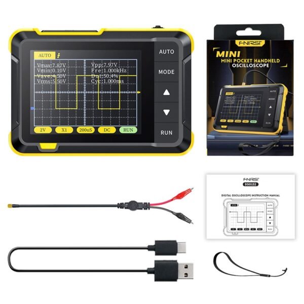 FNIRSI DSO152 Mini Handheld Digital Oscilloscope, 2.5MSa/s Sampling Rate, 200KHz Bandwidth