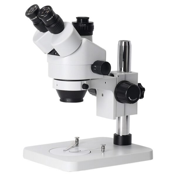 HAYEAR Trinocular Stereo Microscope, Simul-focal Adapt, 0.5X Auxiliary Objective Lens, 7-45X Lens, 144 LED Light - White