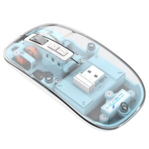 HXSJ T900 2.4G & Bluetooth Wireless Mouse 800-2400 DPI Adjustable RGB Light Mute Click - Blue