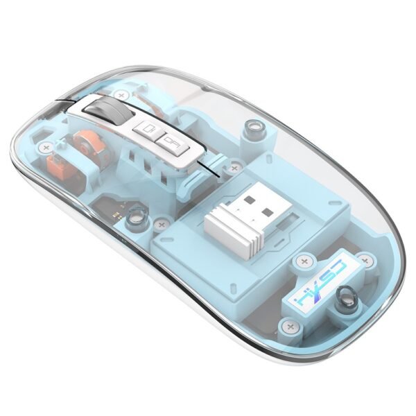 HXSJ T900 2.4G & Bluetooth Wireless Mouse 800-2400 DPI Adjustable RGB Light Mute Click - Blue