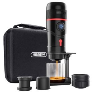 HiBREW H4 Portable Car Coffee Machine, 15 Bar Pressure, DC 12V Espresso Coffee Maker with Adapter Storage Bag Bracket - Black