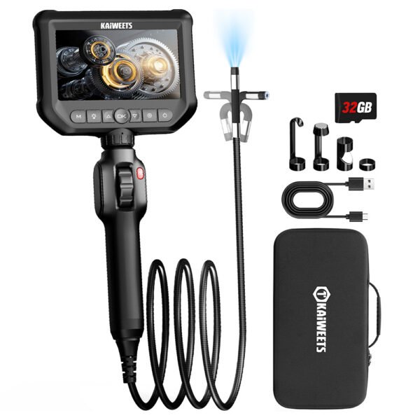 KAIWEETS KBA01 Articulating Borescope Camera - 210° Rotatable w/ 4.3" FHD Screen (1080P), IP67