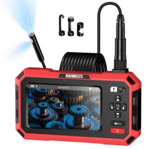 KAIWEETS KBC01 Inspection Camera, Dual Lens Endoscope, 1920P 5" IPS Split-Screen, IP67 Waterproof, 16.5ft Cable, LED Light