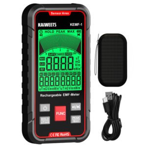 KAIWEETS KEMF-1 EMF Radiation Detector, EF/MF/RF Data, LED Display, Type-C Charging Port