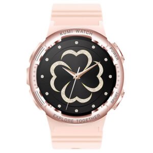 KUMI K6 Smartwatch, 1.3-inch AMOLED Screen, 100+ Sport Modes, 24-hour Health Monitoring, Bluetooth Calling - Pink