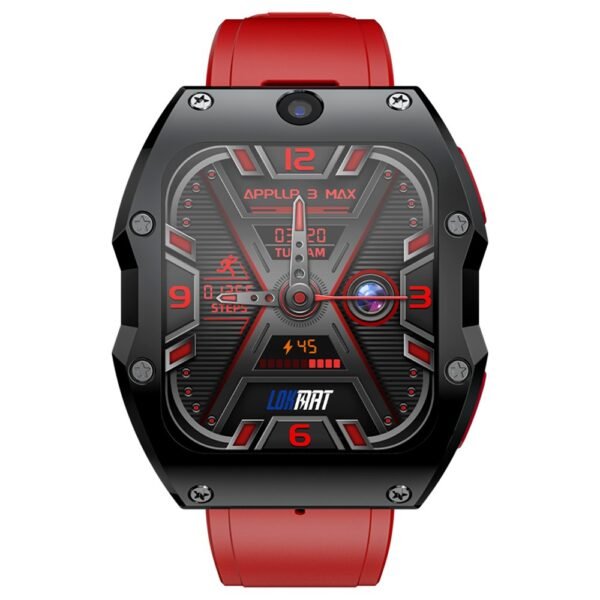 LOKMAT APPLLP 3 MAX Phone Watch 4GB RAM 128GB ROM Android 4G SIM Network GPS Sports Fitness Tracker Dual Camera - Red