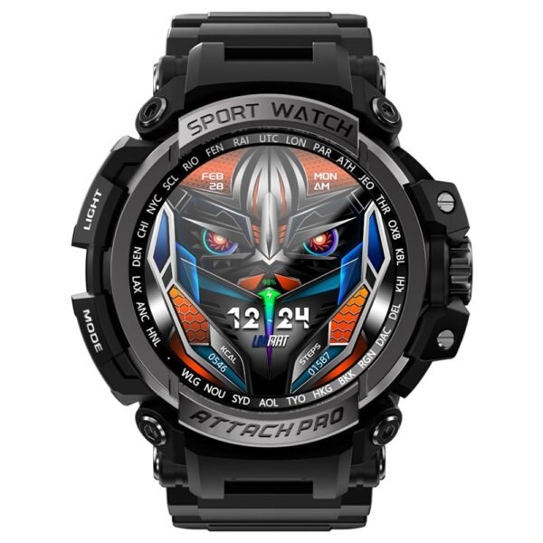 LOKMAT ATTACK Pro Smartwatch 1.32in TFT LCD Screen Bluetooth 5.1 IP68 Waterproof HR & BP Monitor, Fitness Tracker - Black