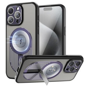Magnetic Phone Case for iPhone 16 Pro Max, Shockproof, Bracket, Aromatherapy & Heat-Dissipating, Purple