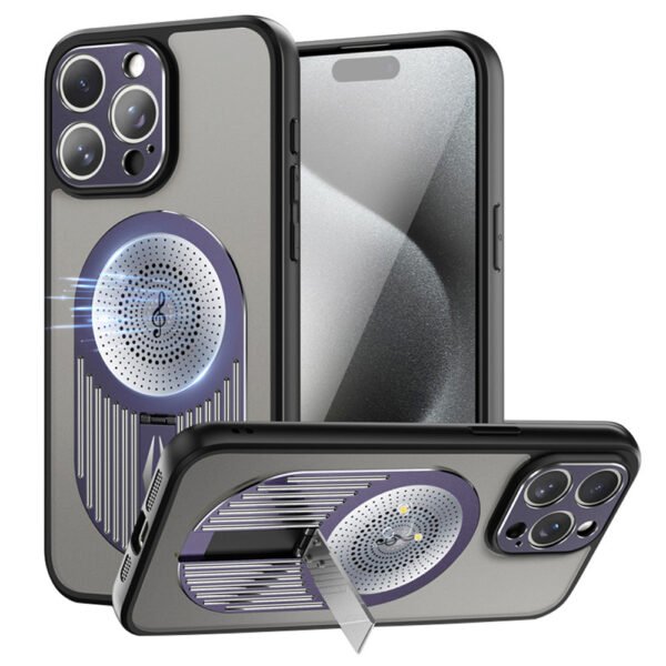 Magnetic Phone Case for iPhone 16 Pro Max, Shockproof, Bracket, Aromatherapy & Heat-Dissipating, Purple