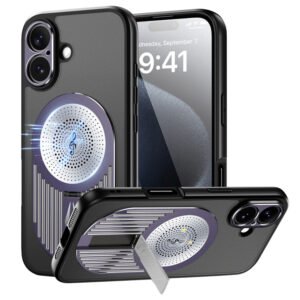 Magnetic Phone Case for iPhone 16, Shockproof, Bracket, Aromatherapy & Heat-Dissipating, Purple