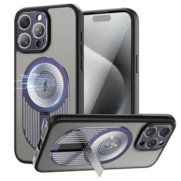 Magnetic Phone Case for iPhone 16 Pro, Shockproof, Bracket, Aromatherapy & Heat-Dissipating, Purple