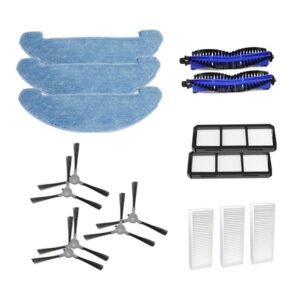 3pcs Mops + 2pcs Main Brush + 3 Pairs of Side Brush + 2pcs Pre-filter + 3pcs HEPA Filter for LIECTROUX X6
