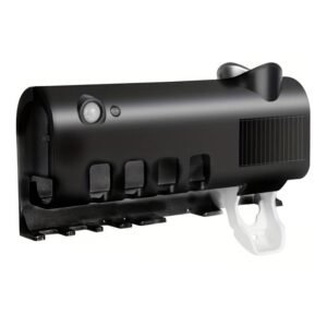 Multifunctional Smart UV Toothbrush Sterilizer Holder, Wall Mounted Toothpaste Dispenser - Black