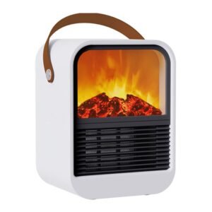 N7 Small Desktop 3D Simulated Charcoal Heater with Handle, 2-Speed Thermostat - EU Plug
