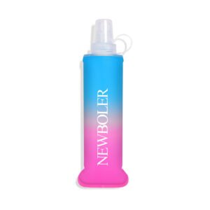 NEWBOLER BOT003 Foldable Soft Water Bottle Collapsible Portable Sports Bottle BPA-free - 250ml, Blue Gradient Pink