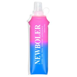 NEWBOLER BOT003 Foldable Soft Water Bottle Collapsible Portable Sports Bottle BPA-free - 500ml, Pink Gradient Blue