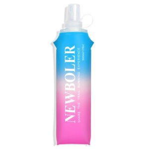 NEWBOLER BOT003 Foldable Soft Water Bottle Collapsible Portable Sports Bottle BPA-free - 500ml, Blue Gradient Pink