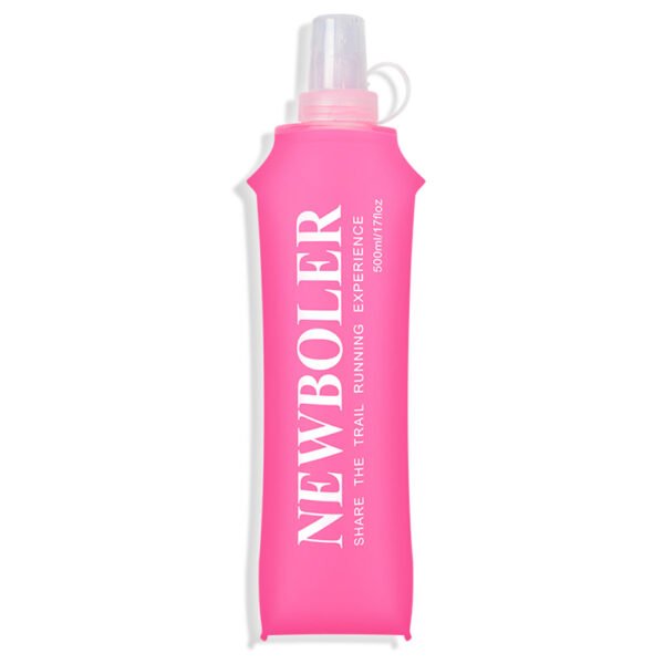 NEWBOLER BOT200 Foldable Soft Water Bottle Collapsible Portable Sports Bottle BPA-free - 500ml, Pink