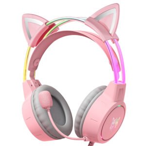 ONIKUMA X15 Pro Wired Gaming Headphones - Pink Cat Ear