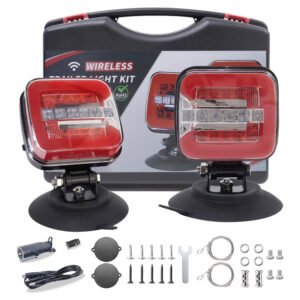 ORPRO 5023B 2pcs Wireless Magnetic LED Trailer Lights – IP67 Waterproof, 7-Pin to 4-Way Adapter, US Plug – for Trucks, RVs, Boats
