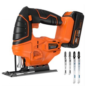 Parrior CJS03 20V Cordless Jigsaw - 2700RPM Motor, Cuts 80mm Wood/5mm Metal, 2Ah Battery for Versatile DIY Projects