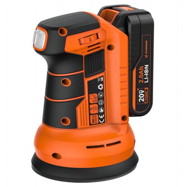 Parrior DS04 20V Cordless Electric Sander - 11,000RPM Motor, 5-Inch (125mm) Sanding Disc, 2Ah Battery for Wood/Metal Surfaces