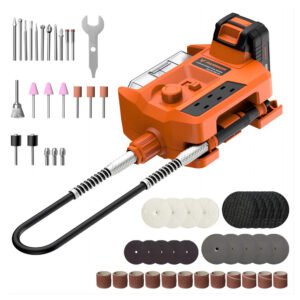 Parrior MD07 20V Cordless Rotary Tool Kit - 56-Piece Accessories, 5000-34,000RPM Variable Speed, Soft Shaft Handle, 2.0Ah Battery