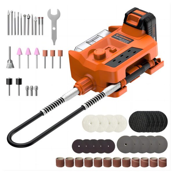 Parrior MD07 20V Cordless Rotary Tool Kit - 56-Piece Accessories, 5000-34,000RPM Variable Speed, Soft Shaft Handle, 2.0Ah Battery