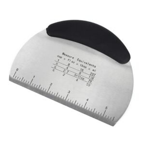 Semicircle Stainless Steel Dough Nougat Cutter Food Scraper with Scale - Black
