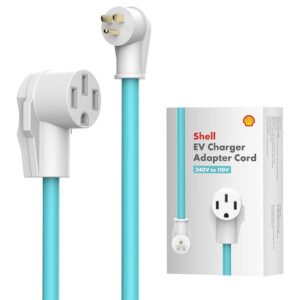 Shell NEMA 5-15P to 14-50R EV Charger Adapter Cord for Level 1 EVs, 50 Amp to 15 Amp 110 Volt Plug