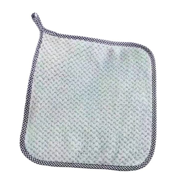 Square Dish Cloth Dish Towel with Lanyard Kitchen Cleaning Cloth 25 x 25, Green