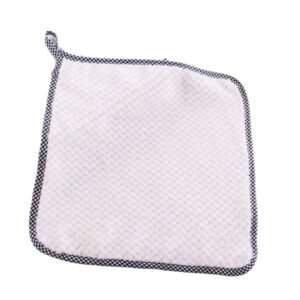 Square Dish Cloth Dish Towel with Lanyard Kitchen Cleaning Cloth 25 x 25, White