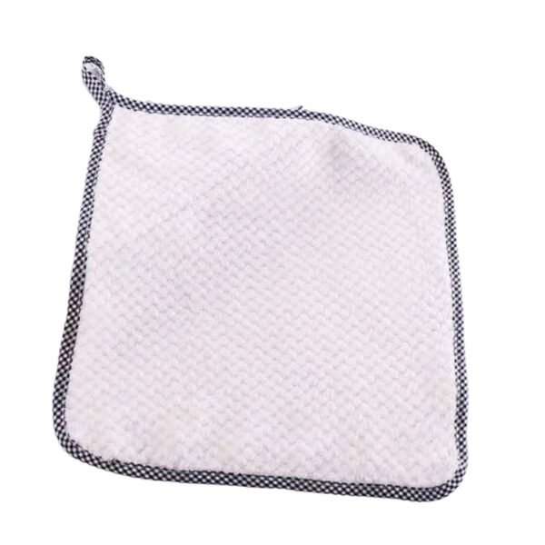 Square Dish Cloth Dish Towel with Lanyard Kitchen Cleaning Cloth 25 x 25, White