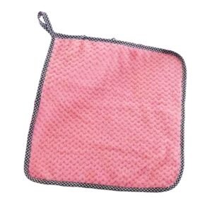 Square Dish Cloth Dish Towel with Lanyard Kitchen Cleaning Cloth 25 x 25, Pink